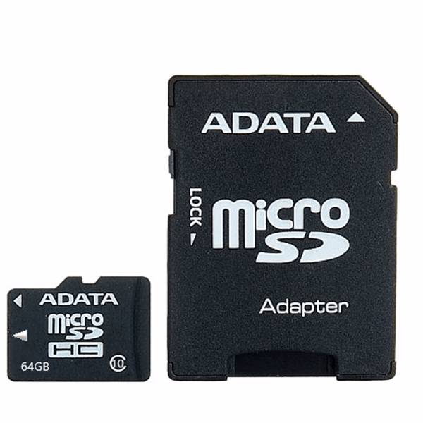 Adata Premier UHS-I U1 Class 10 microSDHC With Adapter - 64GB، کارت حافظه microSDHC ای دیتا مدل premier کلاس 10 استاندارد UHS-I U1 سرعت 50MBps همراه با آداپتور SD ظرفیت 64 گیگابایت