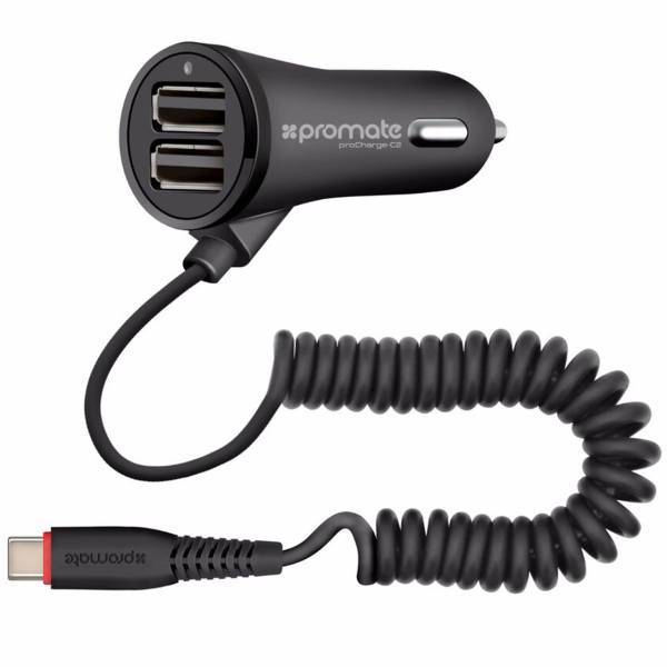 Promate proCharge-C2 Car Charger، شارژر فندکی پرومیت مدل proCharge-C2