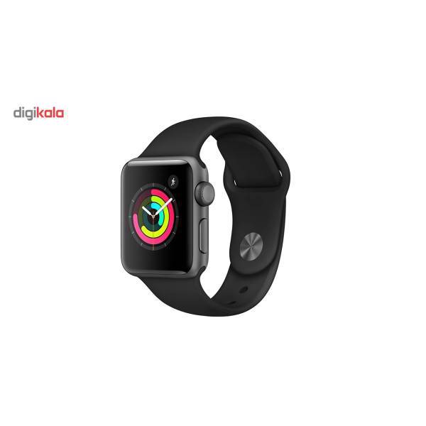 Apple Watch Series 3 GPS 38mm Space Gray Aluminum Case with Black Sport Band، ساعت هوشمند اپل واچ 3 مدل 38mm Space Gray Aluminum Case with Black Sport Band