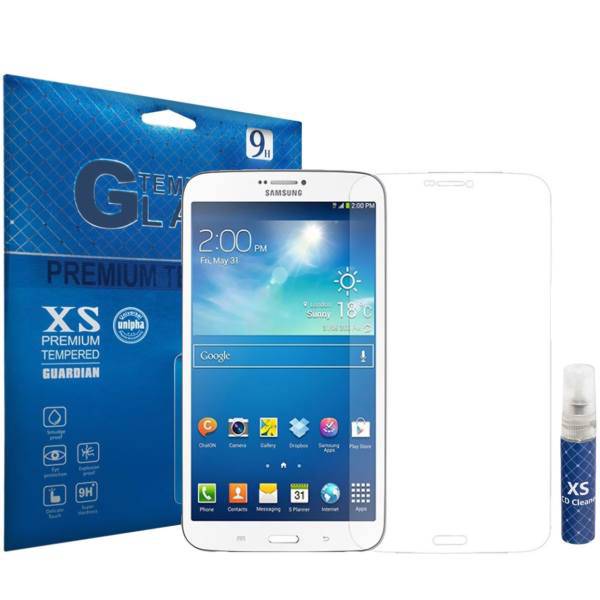 XS Tempered Glass Screen Protector For Samsung Galaxy Tab 3 8.0 With XS LCD Cleaner، محافظ صفحه نمایش شیشه ای ایکس اس مدل تمپرد مناسب برای تبلت سامسونگ Galaxy Tab 3 8.0 به همراه اسپری پاک کننده صفحه XS
