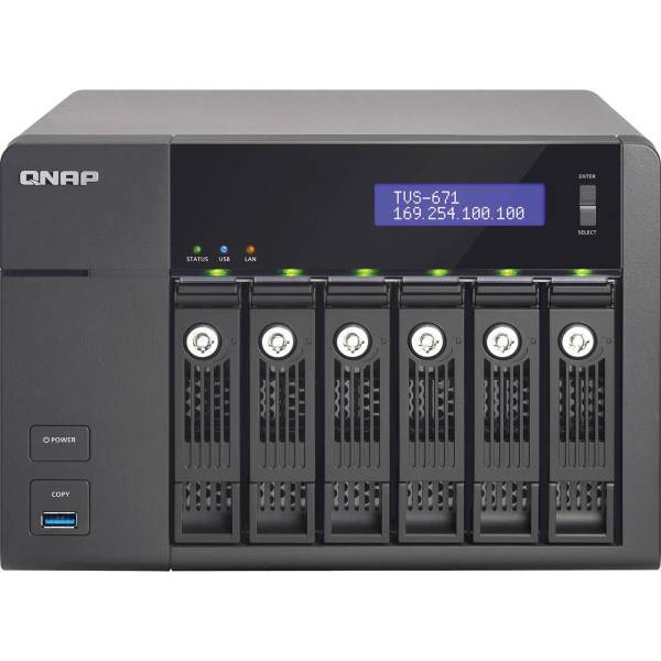QNAP TVS-671-i3-4G NASiskless، ذخیره ساز تحت شبکه کیونپ مدل TVS-671-i3-4G بدون دیسک