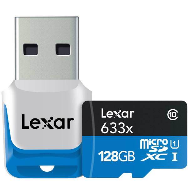 Lexar High-Performance UHS-I U1 Class 10 633X microSDXC With USB 3.0 Reader - 128GB، کارت حافظه microSDXC لکسار مدل High-Performance کلاس 10 استاندارد UHS-I U1 سرعت 633X همراه با ریدر USB 3.0 ظرفیت 128 گیگابایت