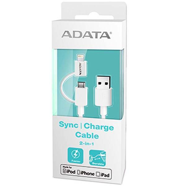 Adata 2 In 1 Sync And Charge Lightning Cable 1m، کابل لایتنینگ ای دیتا مدل 2In1 Sync And Charge طول 1 متر