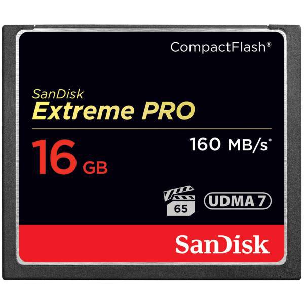 SanDisk Extreme Pro CompactFlash 1067X 160MBps - 16GB، کارت حافظه CompactFlash سن دیسک مدل Extreme Pro سرعت 1067X 160MBps ظرفیت 16 گیگابایت