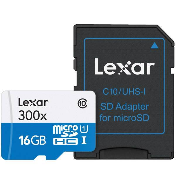 Lexar High-Performance UHS-I U1 Class 10 45MBps microSDHC With SD Adapter - 16GB، کارت حافظه microSDHC لکسار مدل High-Performance کلاس 10 استاندارد UHS-I U1 سرعت 45MBps به همراه آداپتور SD ظرفیت 16 گیگابایت