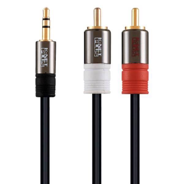 KNETPLUS AUX to 2 RCA Audio Cable 1.5m، کابل 1 به 2 صدا کی نت پلاس1.5m