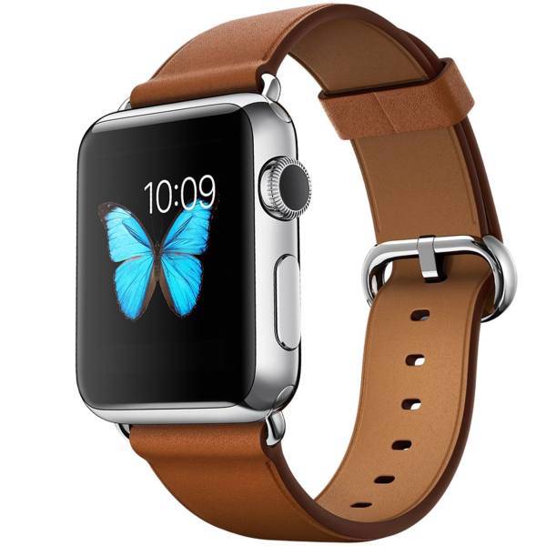 Apple Watch 42mm Stainless Steel Case with Saddle Brown Classic Buckle، ساعت هوشمند اپل واچ مدل 42mm Stainless Steel Case with Saddle Brown Classic Buckle