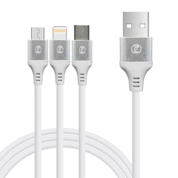 Zeceen T33 USB To Lightning And microUSB And type-c Cable 1.2m، کابل تبدیل USB به لایتنینگ و microUSB و type-c زیکن مدل T33 به طول 1.2 متر