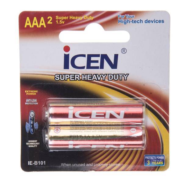 Icen Super Heavy Duty IE-B101 AAA Battery Pack of 2، باتری نیم‌قلمی آیسن مدل Super Heavy Duty بسته‌ی 2 عددی
