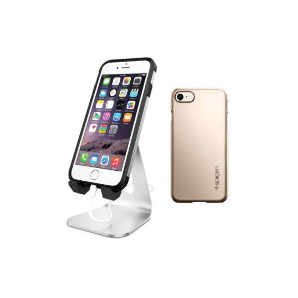 Spigen S310 Mobile Holder With Spigen Thin Fit Cover For Apple iPhone 8، پایه نگهدارنده گوشی اسپیگن کد S310 به همراه کاور اسپیگن مدل Thin Fit مناسب برای گوشی موبایل آیفون 8