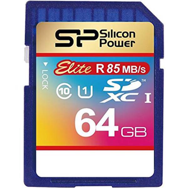 Silicon Power Elite UHS-I U1 Class 10 85MBps SDXC - 64GB، کارت حافظه SDXC سیلیکون پاور مدل Elite کلاس 10 استاندارد UHS-I U1 سرعت 85MBps ظرفیت 64 گیگابایت