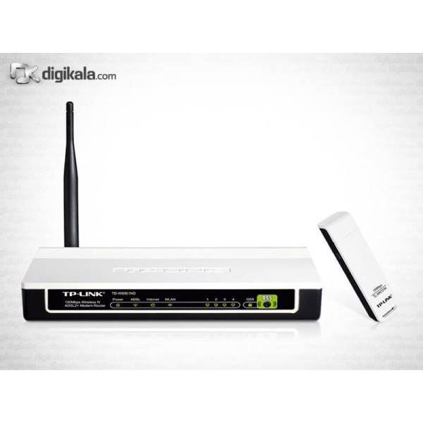 TP-LINK TD-W150KIT 150Mbps Wireless N ADSL2+ Network Starter Kit، مودم-روتر و کارت شبکه USB تی پی-لینک مدل TD-W150KIT