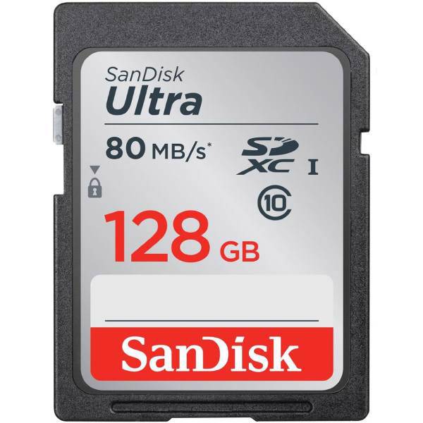SanDisk Ultra UHS-I U1 Class 10 533X 80MBps SDXC - 128GB، کارت حافظه SDXC سن دیسک مدل Ultra کلاس 10 استاندارد UHS-I U1 سرعت 533X 80MBps ظرفیت 128 گیگابایت