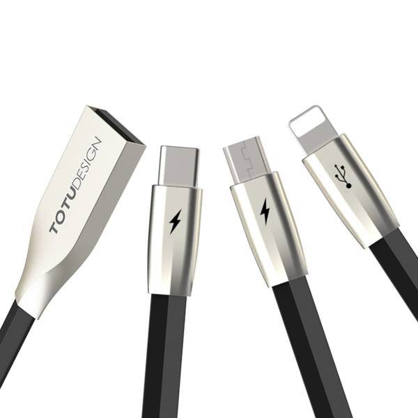 Totu Design USB To MircroUSB/ Lightning/Tyoe-C Cable، کابل تبدیل USB به MicroUSB / Lightning/Type-C توتو دیزاین مدل 3in 1