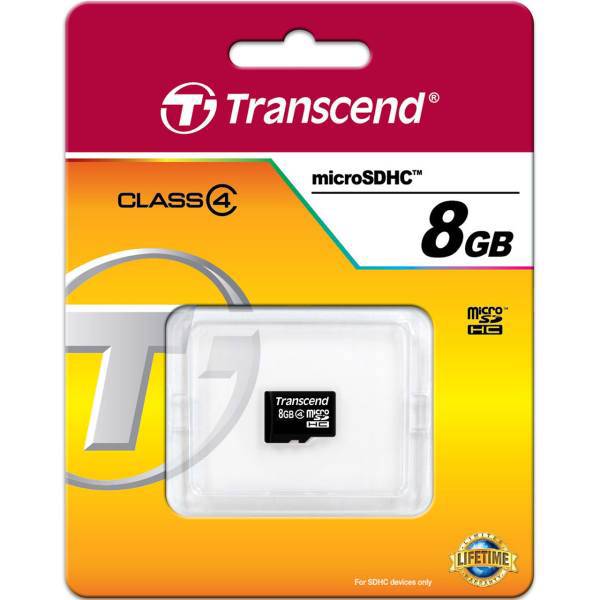 Transcend Class 4 microSDHC - 8GB، کارت حافظه‌ microSDHC ترنسند کلاس 4 ظرفیت 8 گیگابایت