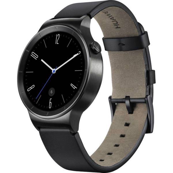 Huawei Watch Black Steel Case SmartWatch With Black Leather Band، ساعت هوشمند هوآوی واچ مشکی مدل Steel Case With Black Leather Band