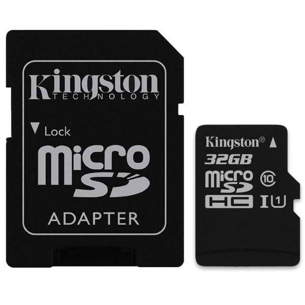 Kingston UHS-I U1 Class 10 80MBps microSDHC With Adapter - 32GB، کارت حافظه microSDHC کینگستون کلاس 10 استاندارد UHC-I U1 سرعت 80MBps همراه با آداپتور SD ظرفیت 32 گیگابایت