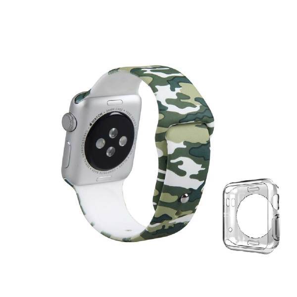 Army Model Silicone Band With a TPU Cover Suitable for Apple Watch 42mm، بند سیلیکونی مدلArmy به همراه یک عدد کاور TPU مناسب برای اپل واچ 42 میلی متری