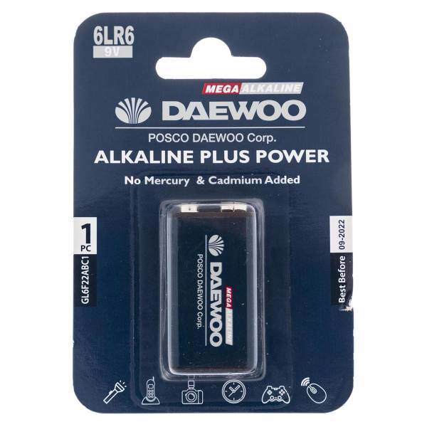 Daewoo Alkaline plus Power 9V Battery، باتری کتابی دوو مدل Alkaline plus Power