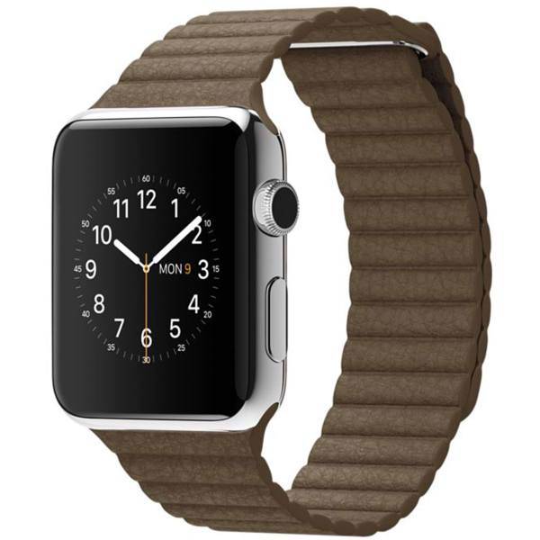Apple Watch 42mm Steel Case With Light Brown Leather Loop Medium Band، ساعت هوشمند اپل واچ مدل 42mm Steel Case With Light Brown Leather Loop Medium Band