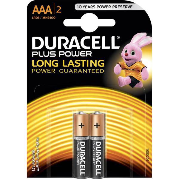 Duracell Plus Power Duralock AAA Battery Pack Of 2، باتری نیم قلمی دوراسل مدل Plus Power Duralock بسته 2 عددی