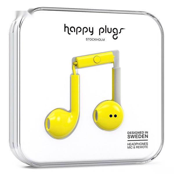 Happy Plugs Earbud Plus Yellow Headphones، هدفون هپی پلاگز مدل Earbud Plus Yellow