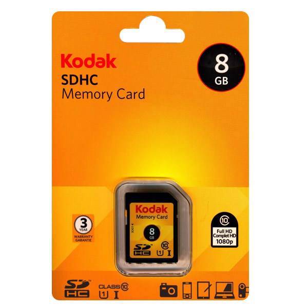 Kodak UHS-I U1 Class 10 30MBps SDHC - 8GB، کارت حافظه SDHC کداک کلاس 10 استاندارد UHS-I U1 سرعت 30MBps ظرفیت 8 گیگابایت