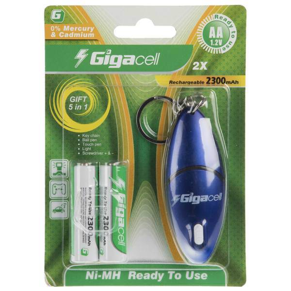 Gigacell 2300mAh Rechargeable AA Battery Pack of 2، باتری قلمی قابل شارژ گیگاسل مدل 2300mAh بسته 2 عددی