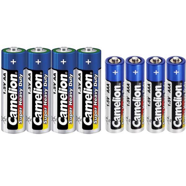 Camelion Super Heavy Duty AA And AAA Battery Pack Of 8، باتری قلمی و نیم قلمی کملیون مدل Super Heavy Duty بسته 8 عددی