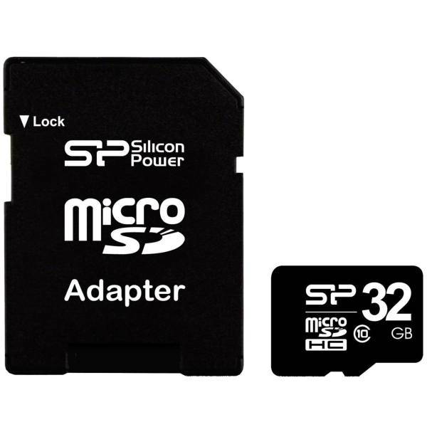Silicon Power Class 10 microSDHC With Adapter - 32GB، کارت حافظه Silicon Power کلاس 10 همراه با آداپتور تبدیل - ظرفیت 32GB