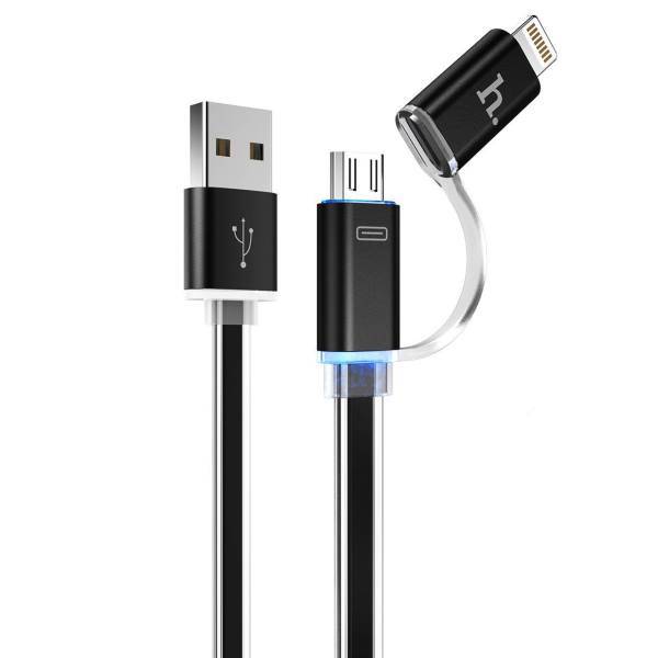 Hoco UPL08 Two In One USB To Lightning And MicroUSB Cable 1.2m، کابل تبدیل USB به لایتنینگ و MicroUSB هوکو مدل UPL08 Two In One به طول 1.2 متر