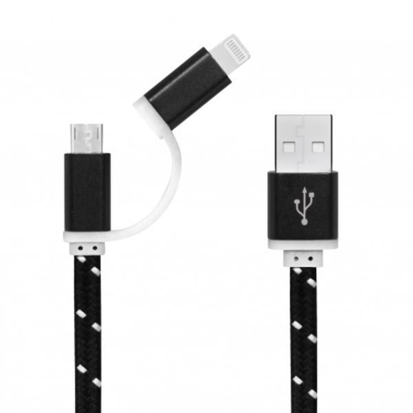 Thumps Up USB2N1BP2BK USB To Lightning And microUSB Cable 2m، کابل تبدیل USB به Lightning And microUSB تامزآپ مدل USB2N1BP2BK به طول 2 متر
