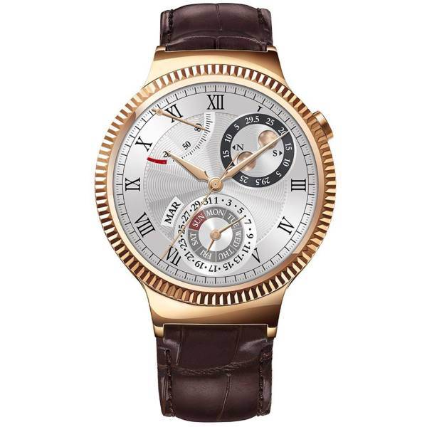 Huawei Steel Case With Brown Suture Leather Strap Smart Watch، ساعت هوشمند هواوی مدل Steel Case With Brown Suture Leather Strap
