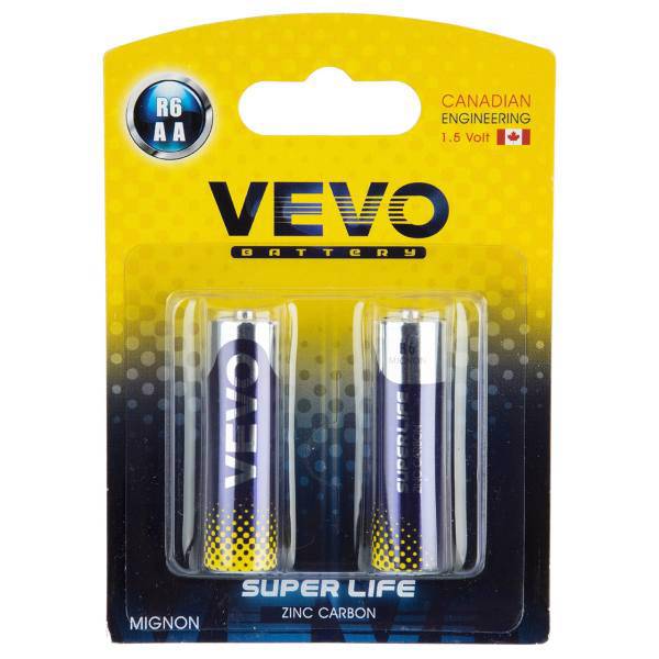 VEVO Super Life R6 AA Battery Pack of 2، باتری قلمی ویوو مدل Super Life R6 بسته 2 عددی