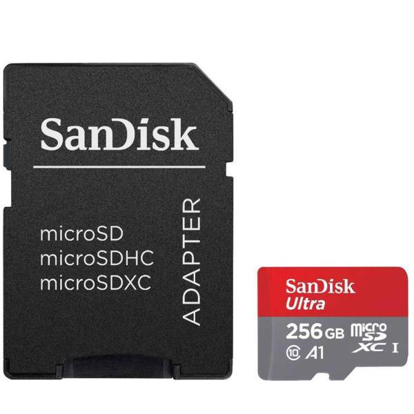 Sandisk Ultra UHS-I U1 Class 10 And A1 95MBps 633X microSDXC With Adapter 256GB، کارت حافظه microSDXC سن دیسک مدل Ultra کلاس10 و A1 استاندارد UHS-I U1 سرعت 95MBps 633X همراه با آداپتور SD ظرفیت 256 گیگابایت