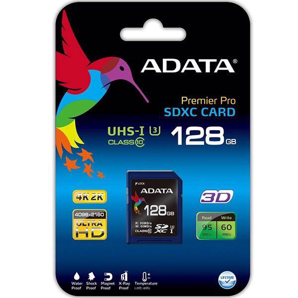 Adata Premier Pro SDXC UHS-I U3 Class 10 128GB، کارت حافظه اس دی Premier Pro SDXC UHS-I U3 Class 10 128GB