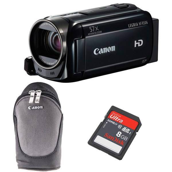 Canon Legria HF R506 With Bag And 8GB Sandisk SDHC Card، دوربین فیلم برداری کانن Legria HF R506 همراه کیف و کارت حافظه 8 گیگابایتی سندیسک
