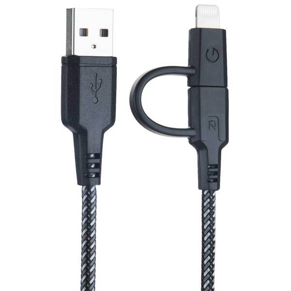 Energea Nylotough USB To Lightning/microUSB Cable 0.16m، کابل تبدیل USB به لایتنینگ/microUSB انرجیا مدل Nylotough طول 0.16 متر