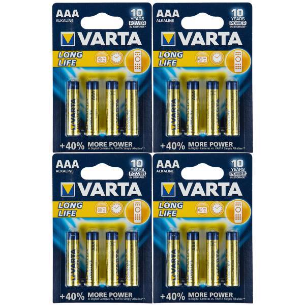 Varta LongLife Alkaline AAA Battery Pack of 16، باتری نیم قلمی وارتا مدل LongLife Alkaline بسته 16 عددی