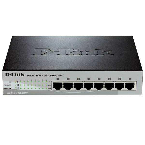 D-Link DES-1210-08P 8-Port Fast Ethernet Smart Switches، سوییچ 8 پورت اسمارت و دسکتاپ دی-لینک مدل DES-1210-08P