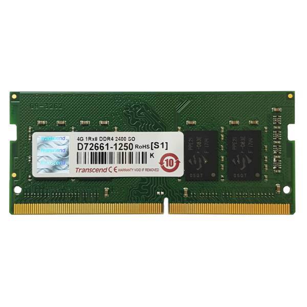 Transcend DDR4 2400 MHz SODIMM RAM - 4GB، رم لپ تاپ ترنسند مدل DDR4 2400 Mhz SODIMM ظرفیت 4 گیگابایت