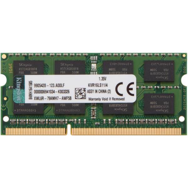 Kingston ValueRAM DDR3L 1600MHz CL11 Single Channel Laptop RAM - 4GB، رم لپ تاپ DDR3L تک کاناله 1600 مگاهرتز CL11 کینگستون مدل ValueRAM ظرفیت 4 گیگابایت
