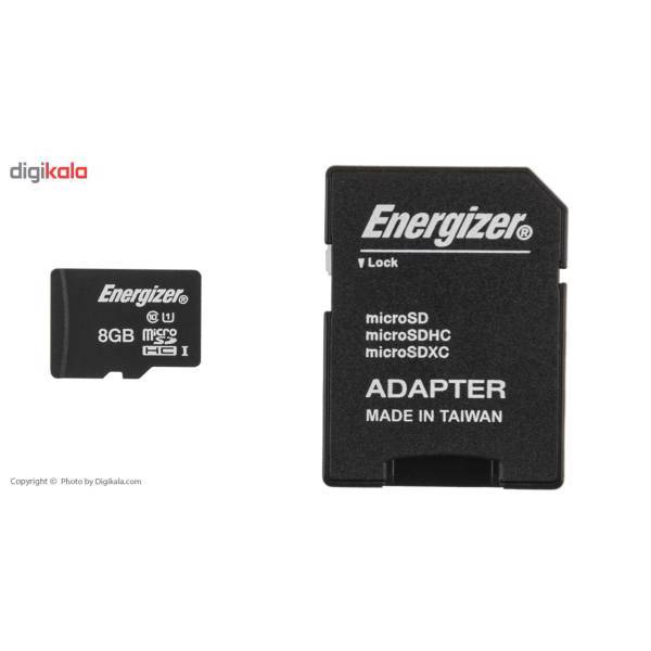 Energizer Hightech UHS-I U1 Class 10 40MBps microSDHC With SD Adapter - 8GB، کارت حافظه microSDHC انرجایزر مدل Hightech کلاس 10 استاندارد UHS-I U1 سرعت 40MBps همراه با آداپتور SD ظرفیت 8 گیگابایت