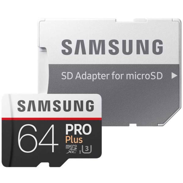 Samsung Pro Plus UHS-I U3 Class 10 100MBps microSDXC With Adapter - 64GB، کارت حافظه microSDXC سامسونگ مدل Pro Plus کلاس 10 استاندارد UHS-I U3 سرعت 100MBps همراه با آداپتور SD ظرفیت 64 گیگابایت