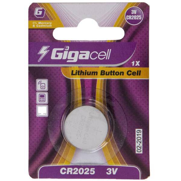 Gigacell CR2025 Lithium Battery Pack Of 1، باتری سکه‌ ای لیتیومی گیگاسل مدل CR2025 بسته 1 عددی