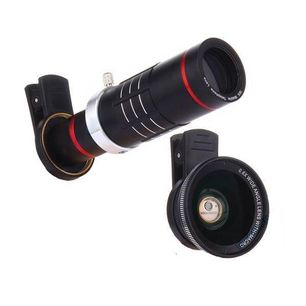 Telescope And Wide Clip Lens Mobile Phone 18X، لنز کلیپسی تلسکوپی به همراه یک لنز زاویه دید گسترده مدل mobile phone lens 18x