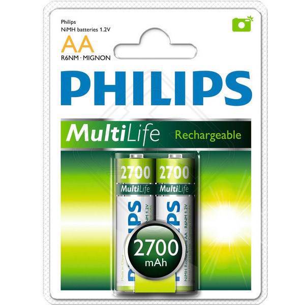 Philips Rechargeable MultiLife R6NM-Mignon AA Battery Pack Of 2، باتری قلمی قابل شارژ فیلیپس مدل MultiLife MultiLife R6NM-Mignon بسته 2 عددی