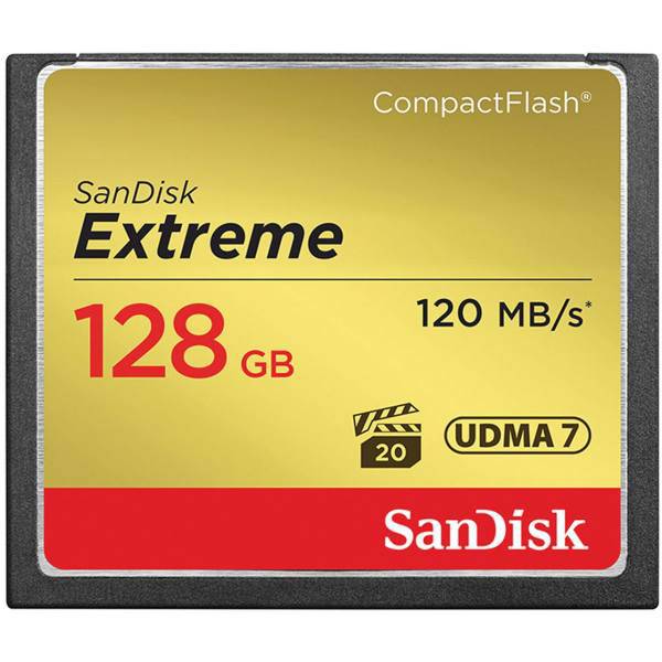 SanDisk Extreme CompactFlash 800X 120MBps - 128GB، کارت حافظه CompactFlash سن دیسک مدل Extreme سرعت 800X 120MBps ظرفیت 128 گیگابایت