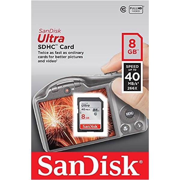 SanDisk Ultra UHS-I U1 Class 10 40MBps 266X SDHC - 8GB، کارت حافظه SDHC سن دیسک مدل Ultra کلاس 10 استاندارد UHS-I U1 سرعت 266X 40MBps ظرفیت 8 گیگابایت