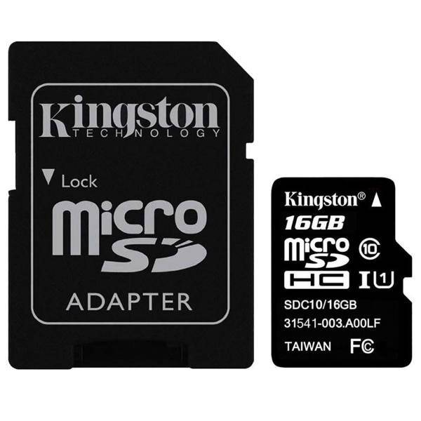 Kingston UHS-I U1 Class 10 80MBps microSDHC With Adapter - 16GB، کارت حافظه microSDHC کینگستون کلاس 10 استاندارد UHC-I U1 سرعت 80MBps همراه با آداپتور SD ظرفیت 16 گیگابایت